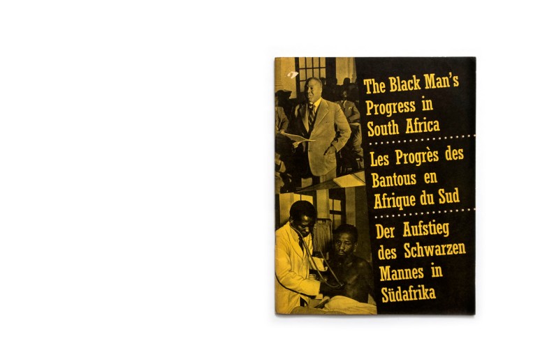 Title: The Black Man's Progress in South Africa Photographer(s): Various photographers, S.A. Tourist Corporation Writer(s): – Designer(s): - Publisher: State information Office, n.p. / n.d.  Language: English, French and German ISBN: - Dimensions: 21 x 27,5 cm Edition: This booklet, issued by the State Information Office, is  a reprint of an article which appeared in Lantern, the Journal of the South African Association for Adult Education in 1956. Country: South Africa